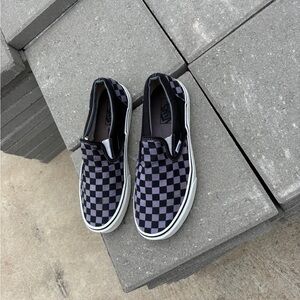 Vans Black Checkered Slip-On Shoes women size 7.5 good condition ready